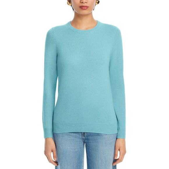 C by Bloomingdale's Women Sky Blue Cashmere Knit Classic Crewneck Sweater Size S - Picture 2 of 6